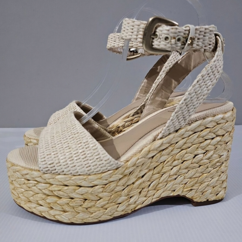 COPY - NEW Sam Edelman April Platform Wedge Sandal Cream Raffia 8